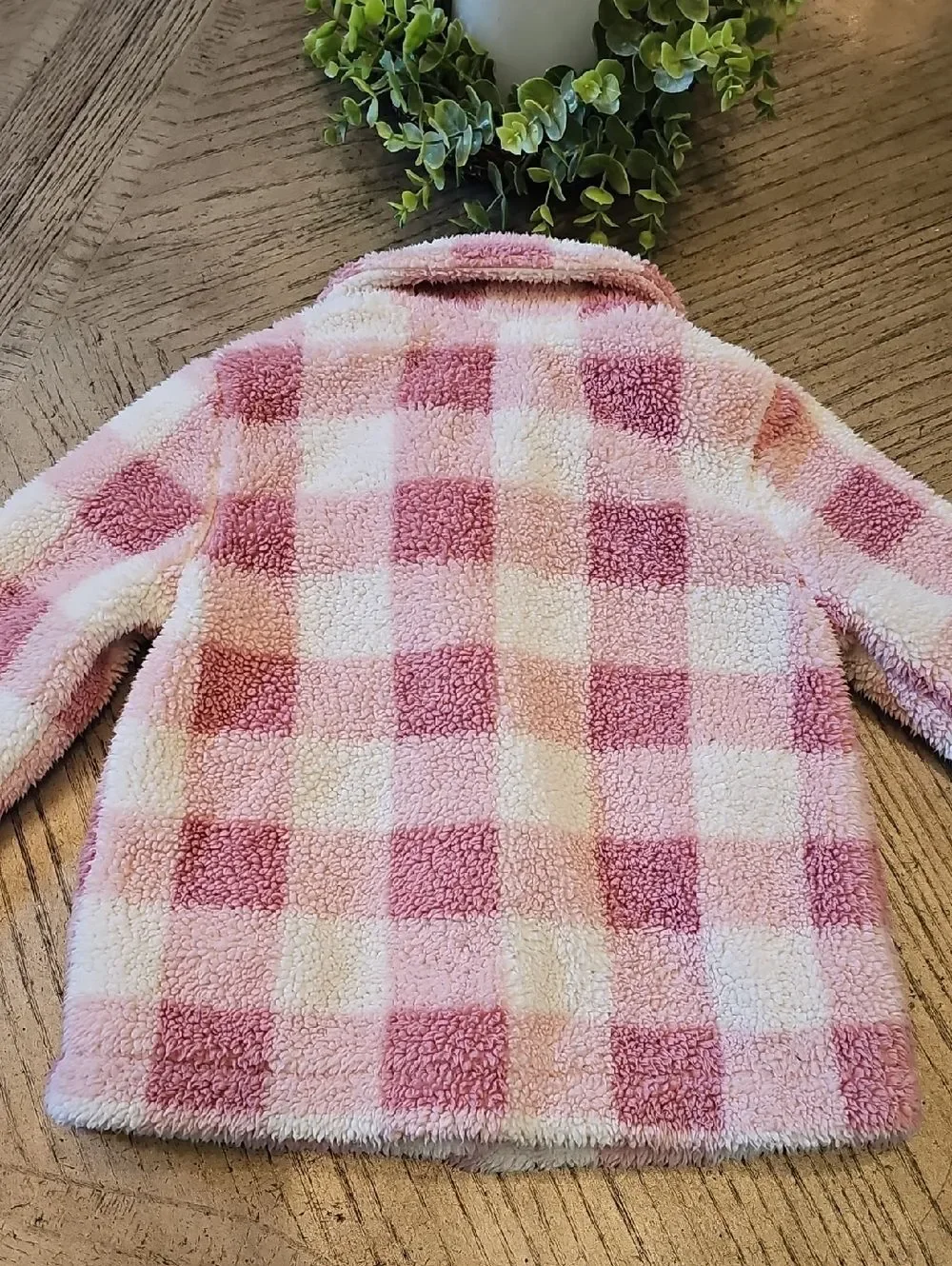Urban Republic Pink & White Plush Check Puffer Jacket Size 5/6